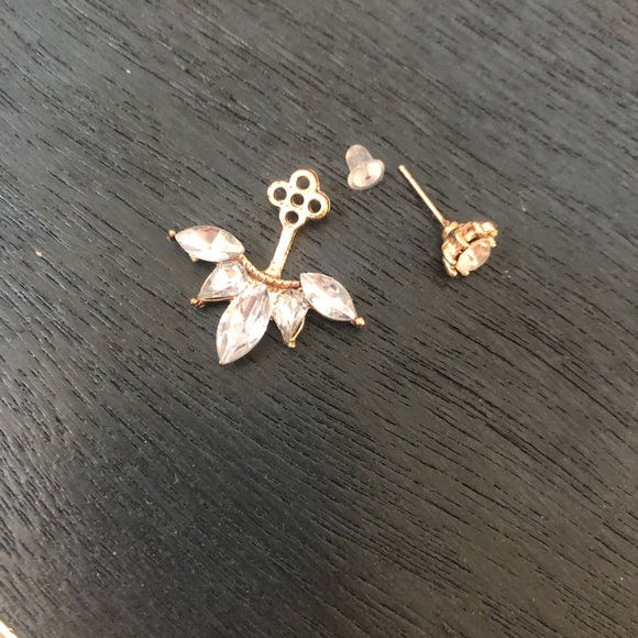 Gold / rose gold crystal jacket earrings - Picture 4 of 4